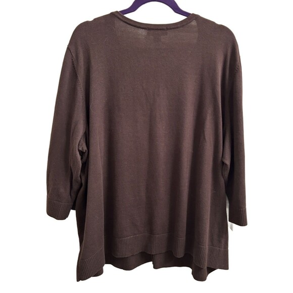 CJ Banks Women’s Brown Classic Appliquéd Cardigan Button Size 2X - Picture 2 of 6